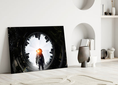 Portal Astronaut Glass Wall Art