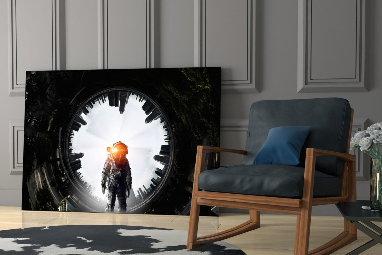 Portal Astronaut Glass Wall Art