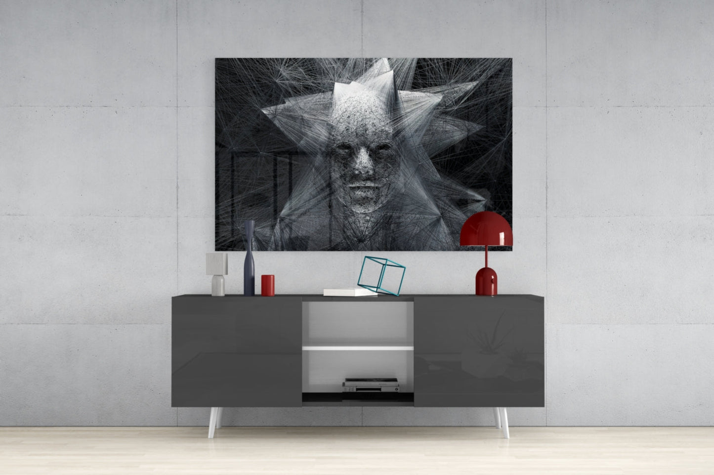 Geometric Wire Face Glass Wall Art
