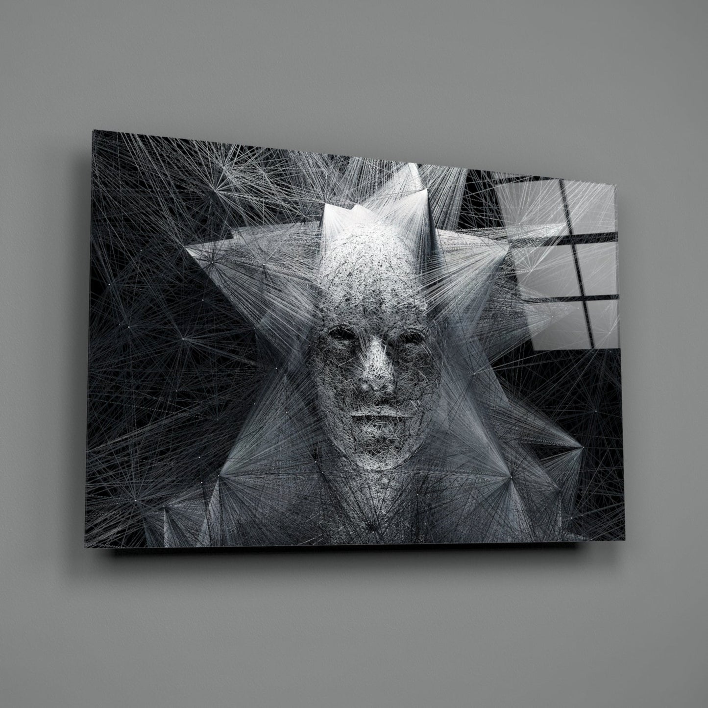Geometric Wire Face Glass Wall Art