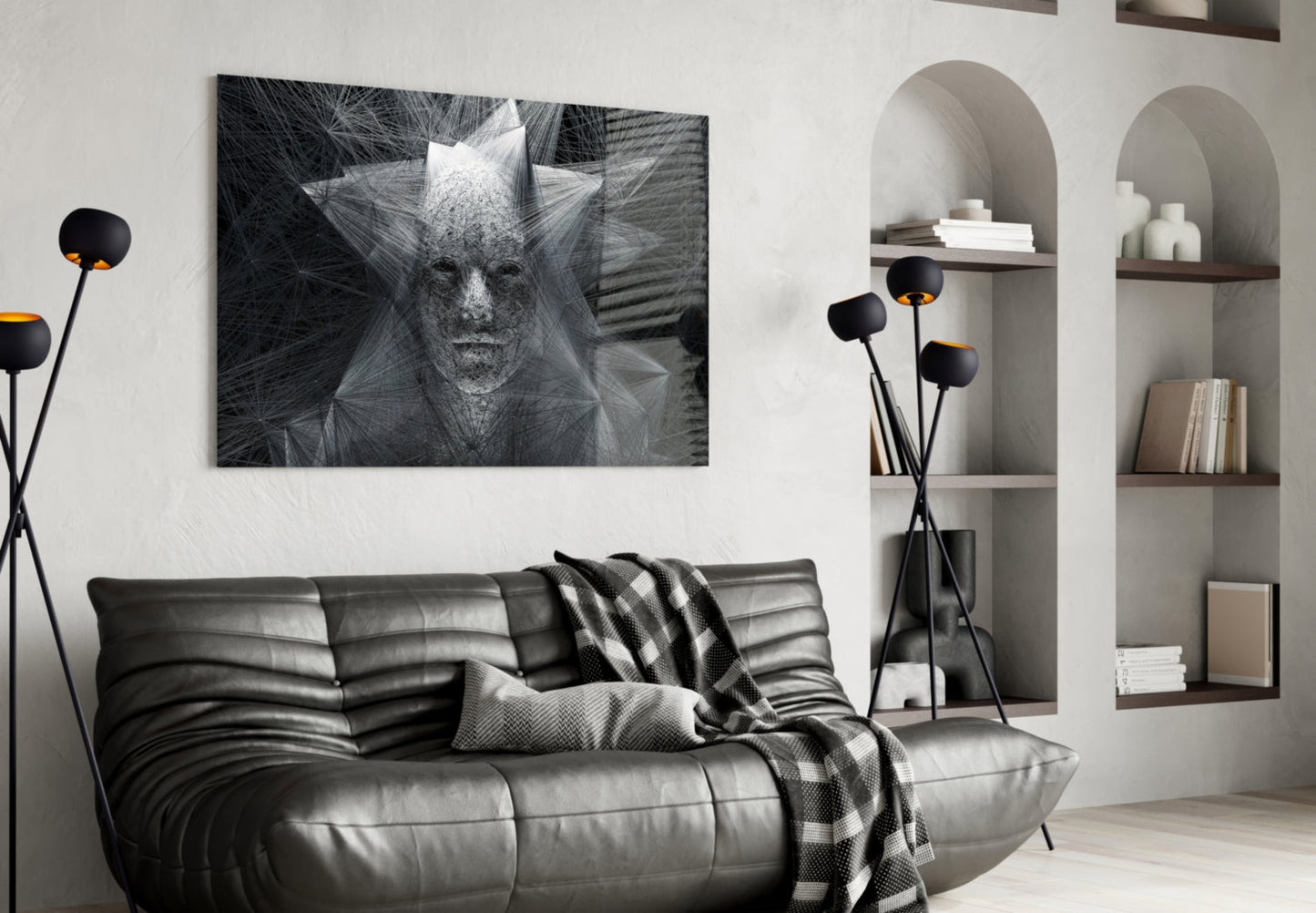 Geometric Wire Face Glass Wall Art