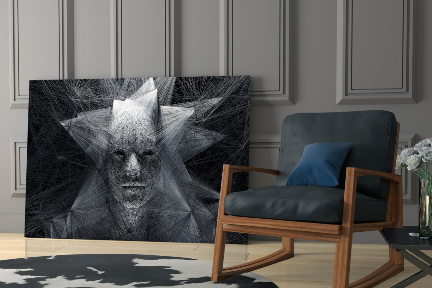 Geometric Wire Face Glass Wall Art