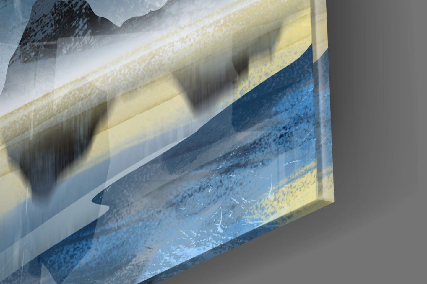 Minimalist Cobalt Mountains Glass Wall Art, Lake Landscape