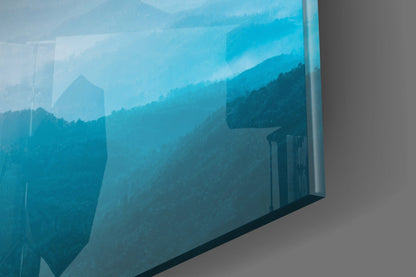 Layered Mountain Dawn Glass Wall Art