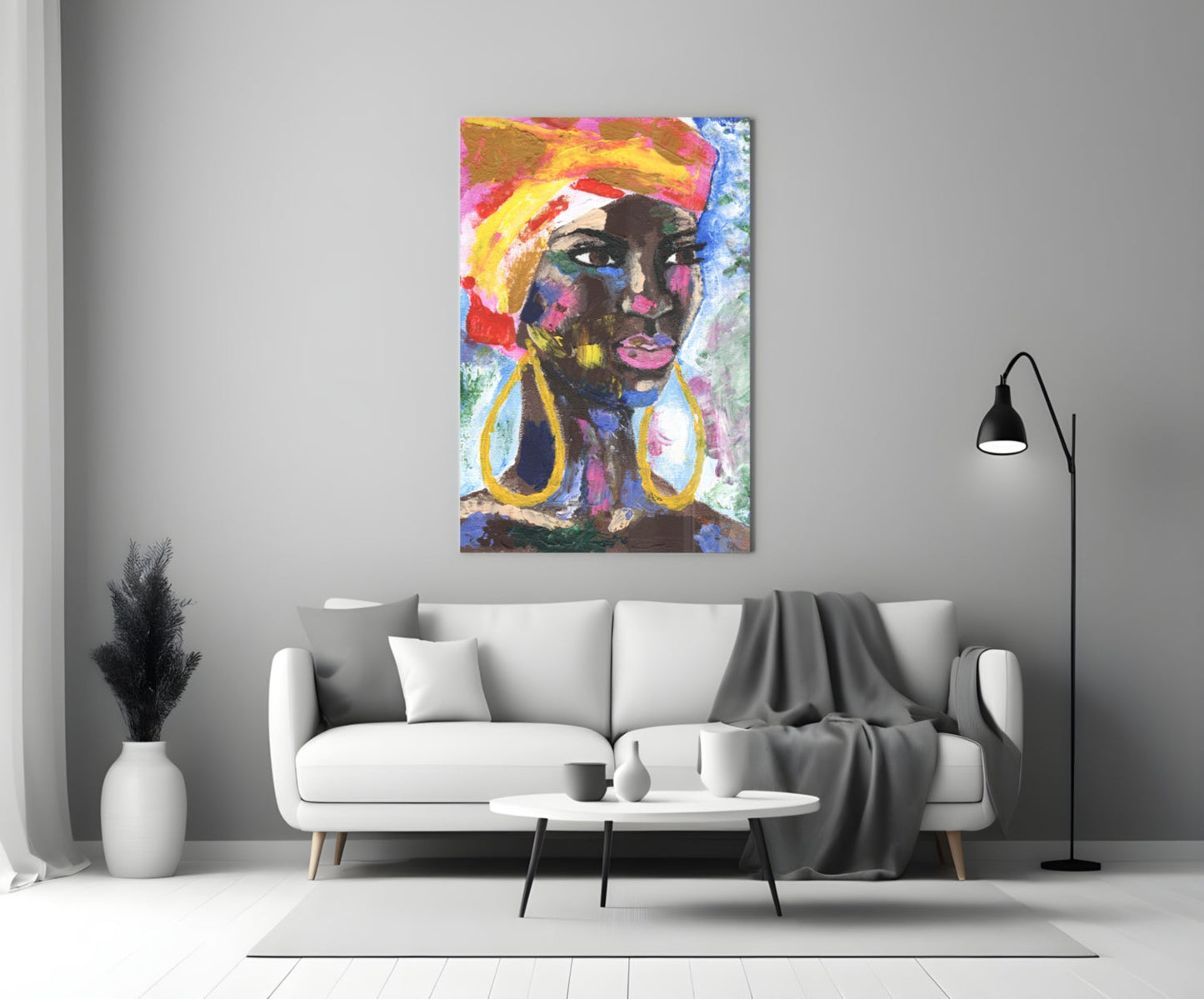 Woman with Gold Earrings Glass Wall Art