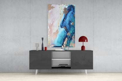 Cobalt Tide Abstract Glass Wall Art
