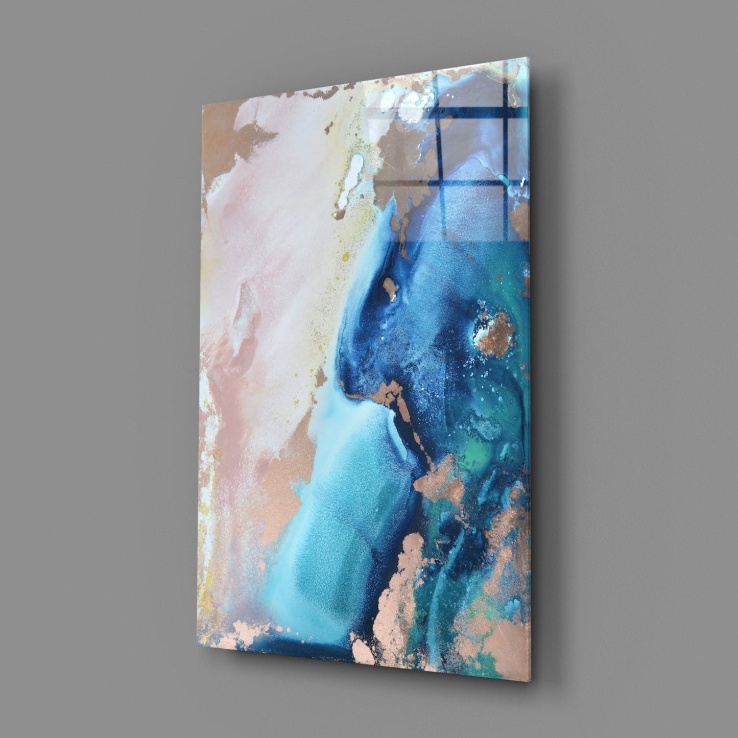 Cobalt Tide Abstract Glass Wall Art