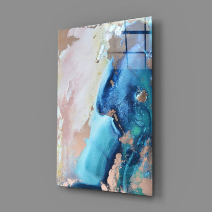 Cobalt Tide Abstract Glass Wall Art