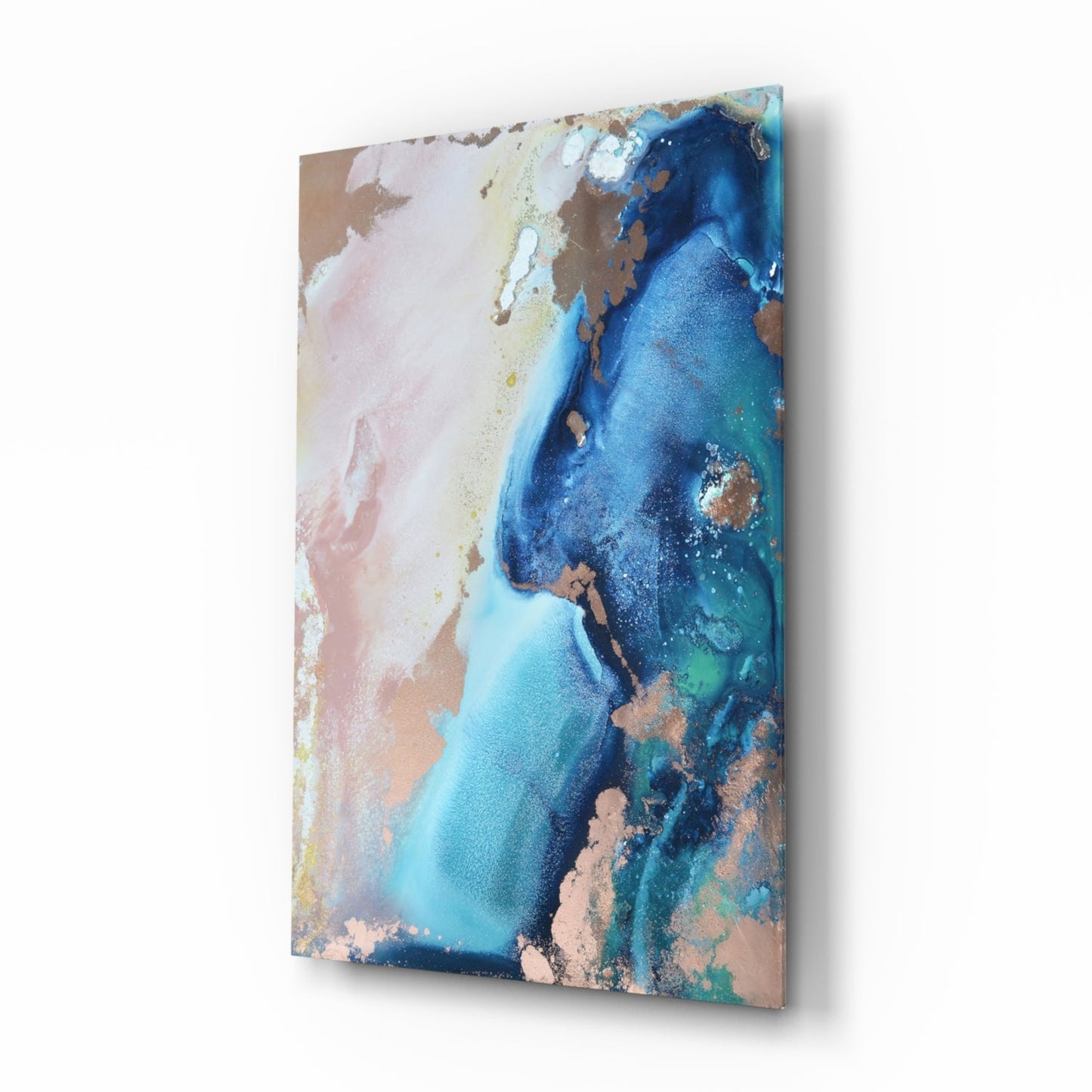 Cobalt Tide Abstract Glass Wall Art