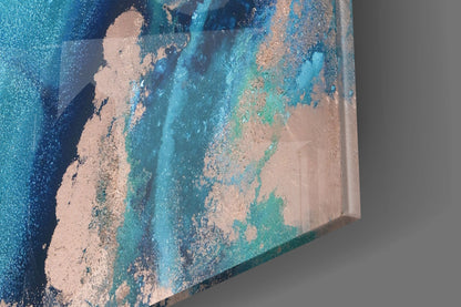 Cobalt Tide Abstract Glass Wall Art