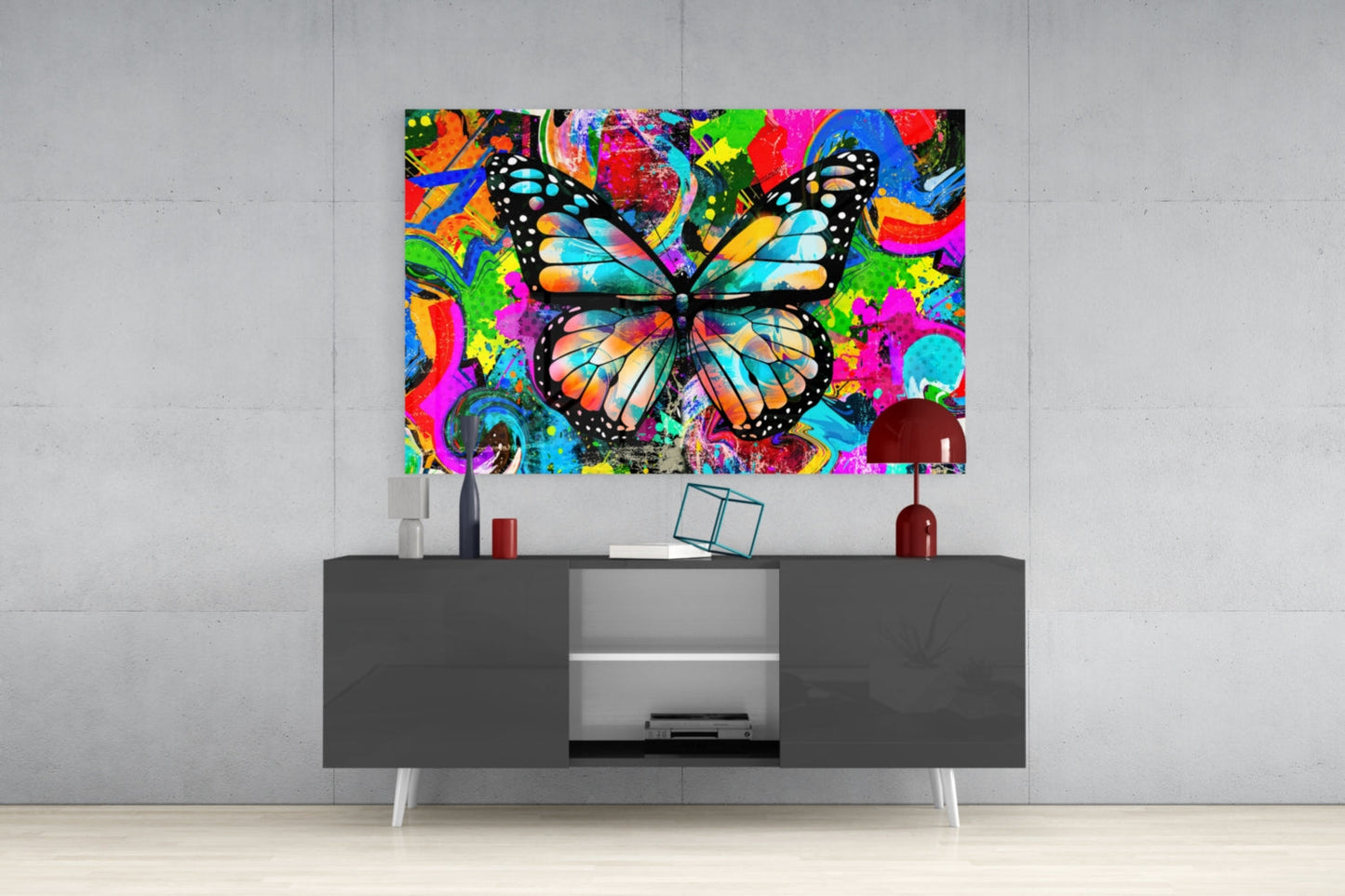Pop Art Butterfly Glass Wall Art
