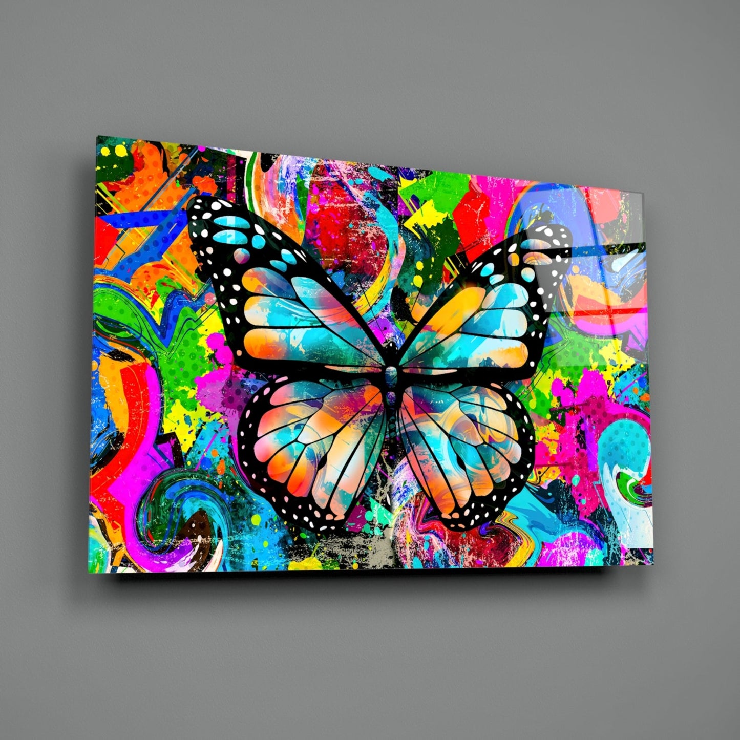 Pop Art Butterfly Glass Wall Art