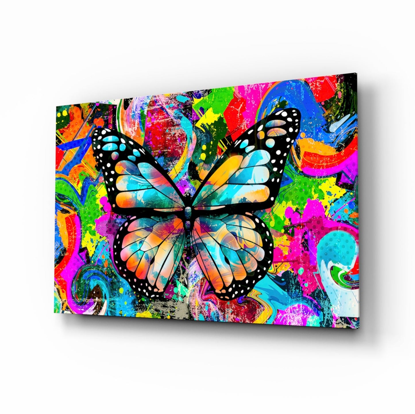 Pop Art Butterfly Glass Wall Art