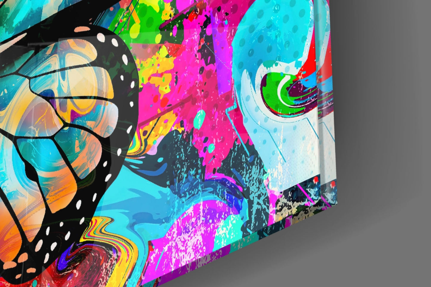Pop Art Butterfly Glass Wall Art
