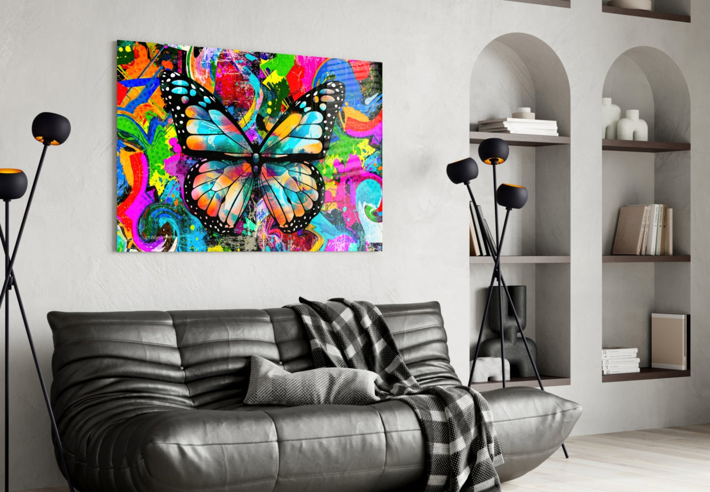 Pop Art Butterfly Glass Wall Art