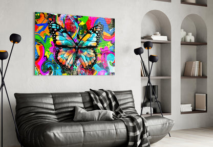 Pop Art Butterfly Glass Wall Art