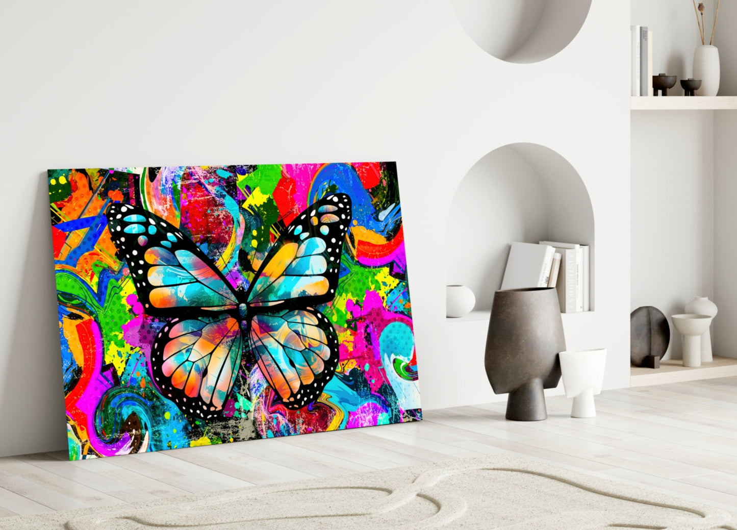 Pop Art Butterfly Glass Wall Art