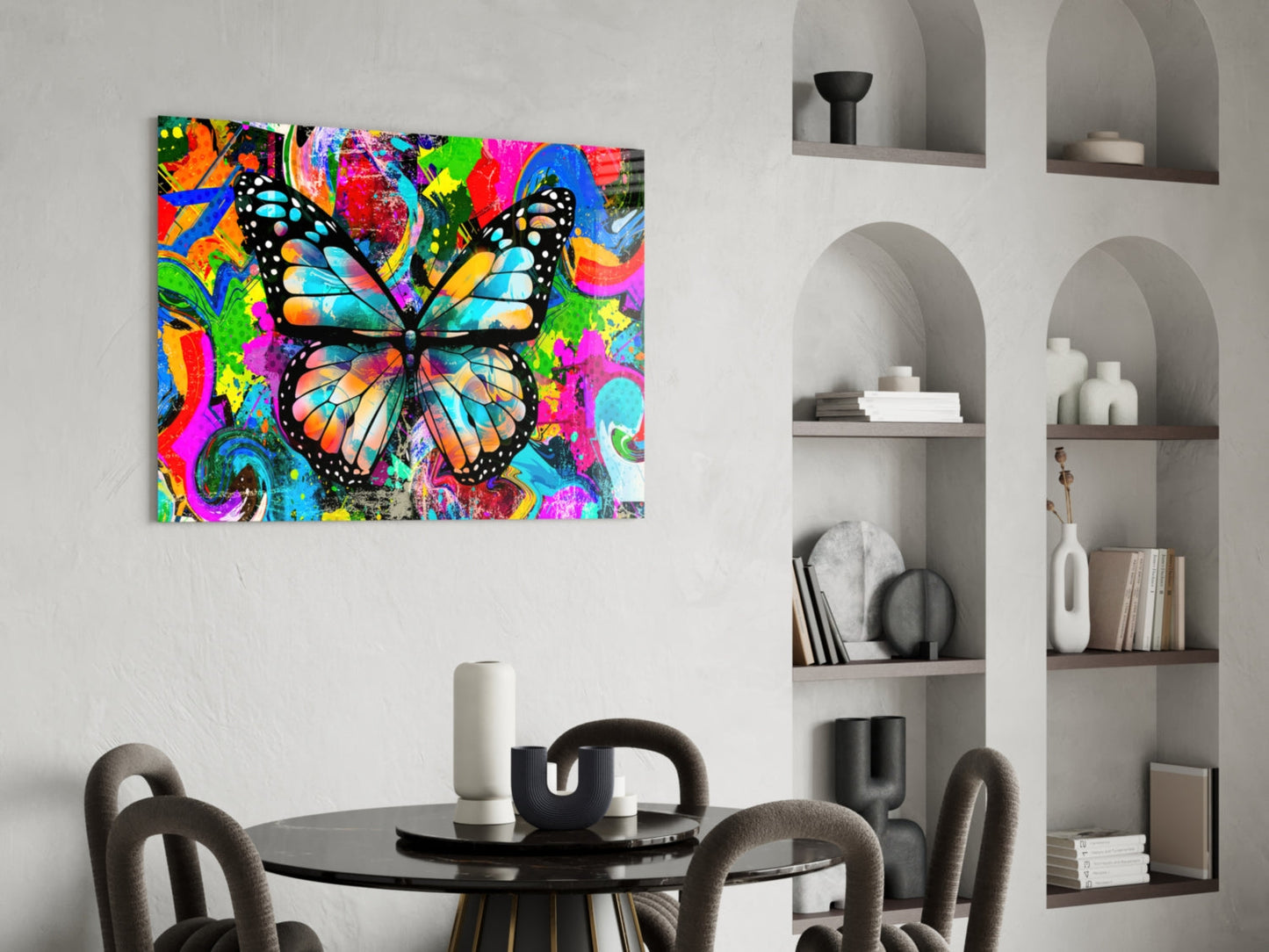 Pop Art Butterfly Glass Wall Art