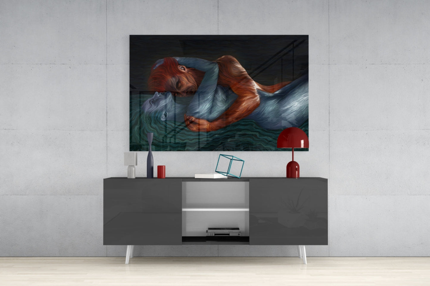 Water and Fire Glass Wall Art