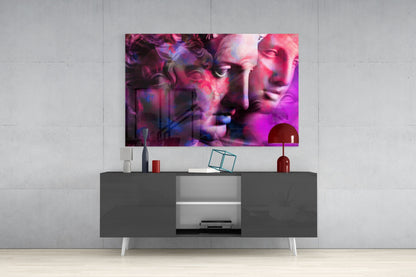 Magenta Classical Bust Collage Glass Wall Art