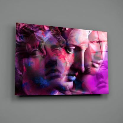 Magenta Classical Bust Collage Glass Wall Art