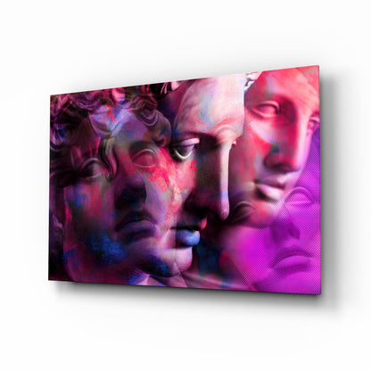 Magenta Classical Bust Collage Glass Wall Art