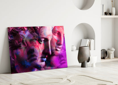 Magenta Classical Bust Collage Glass Wall Art