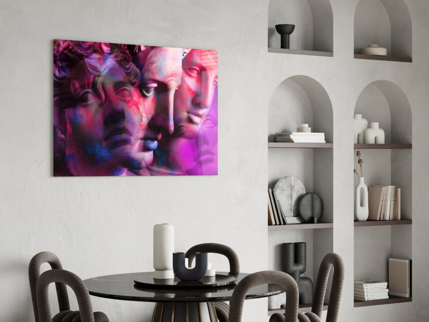 Magenta Classical Bust Collage Glass Wall Art