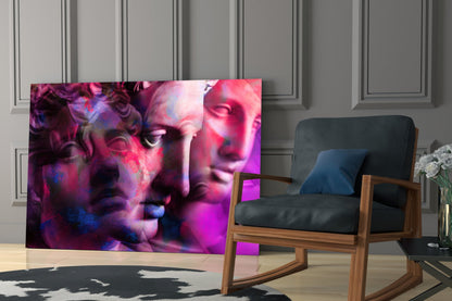 Magenta Classical Bust Collage Glass Wall Art