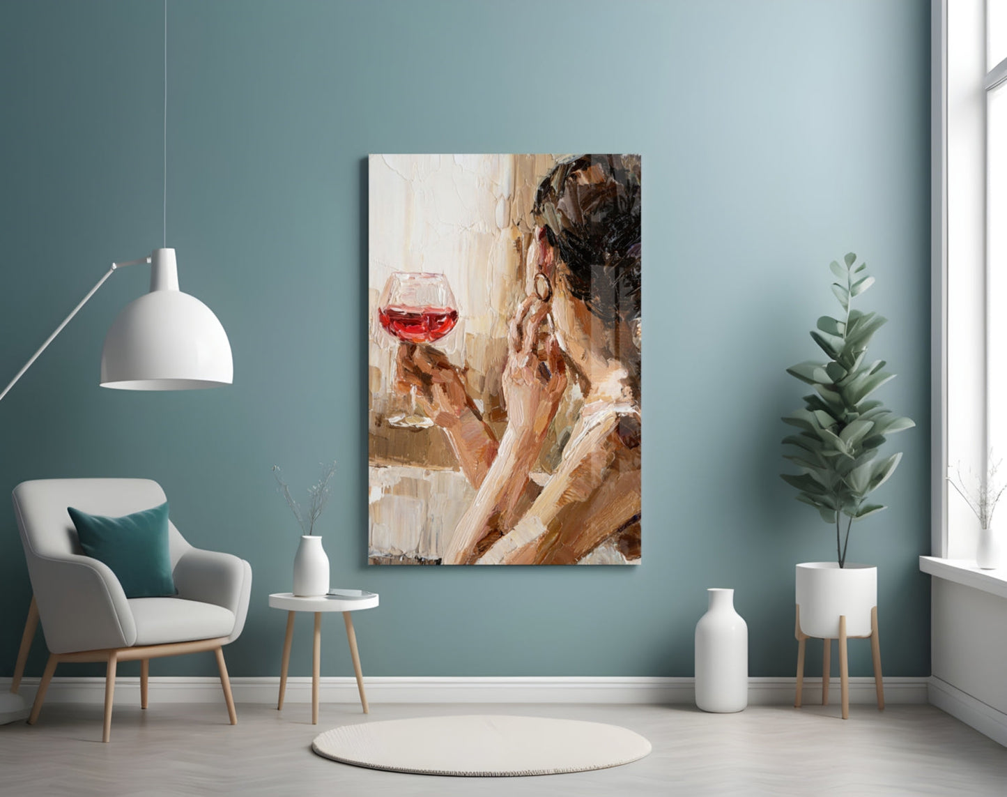 Wine and Woman Glass Wall Art