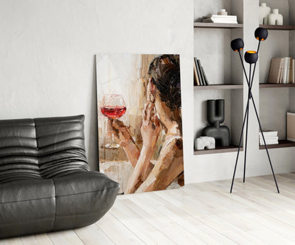 Wine and Woman Glass Wall Art
