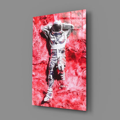 Astronaut Space Grass Glass Wall Art