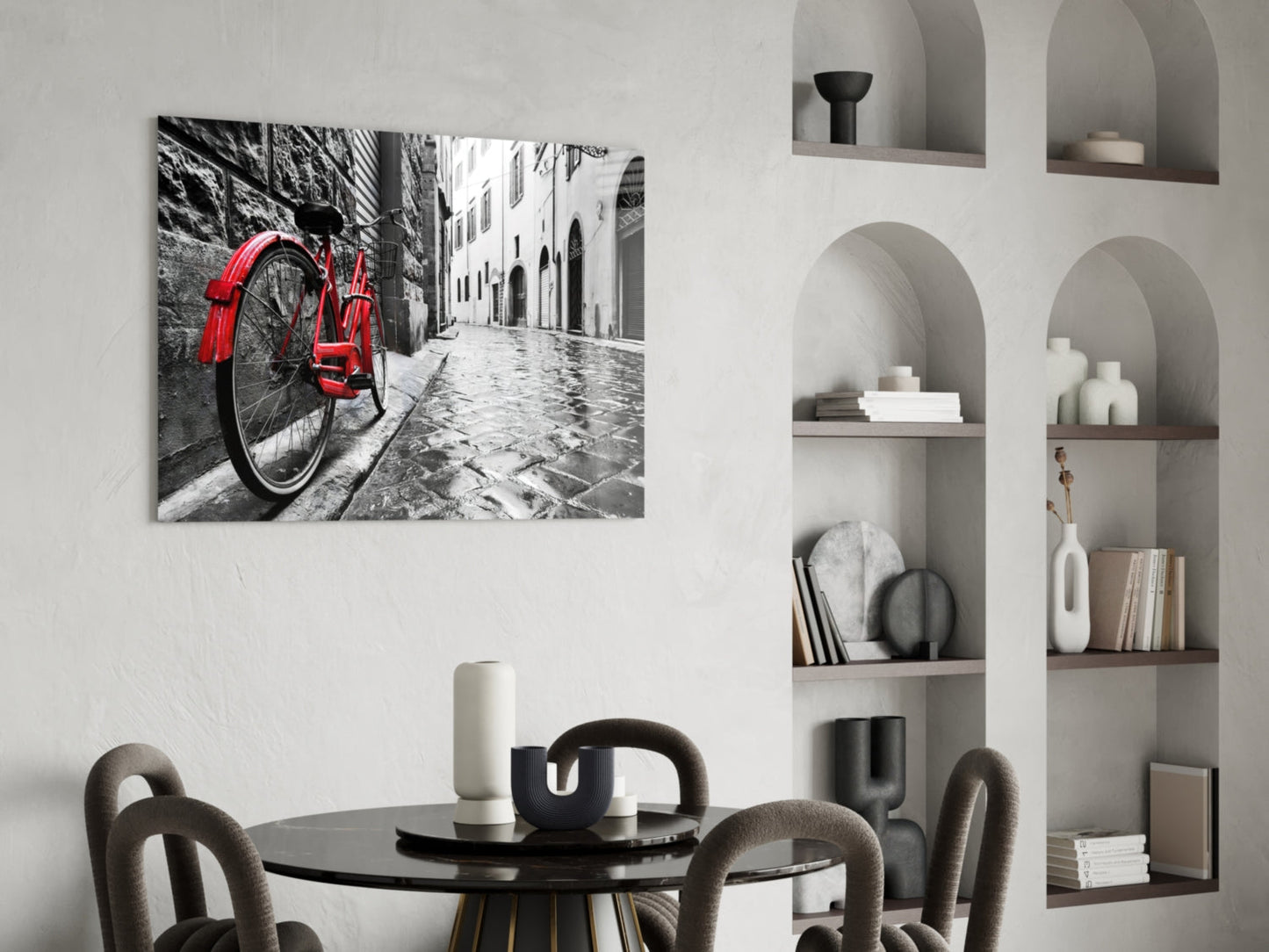 Street and Bicycle Glass Wall Art