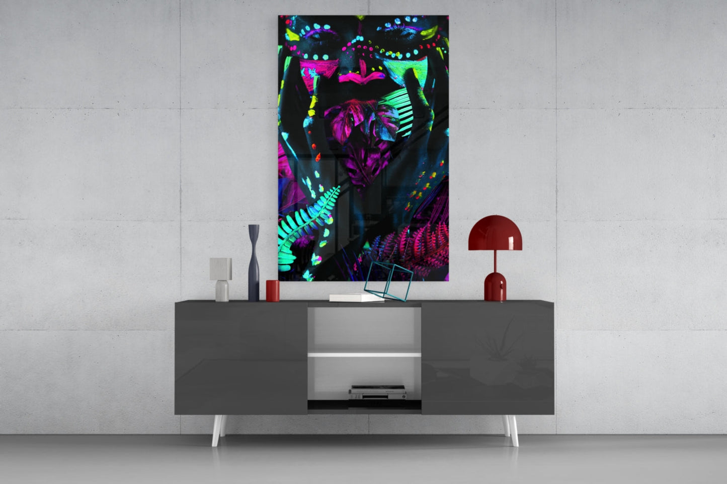 Neon Glances Glass Wall Art