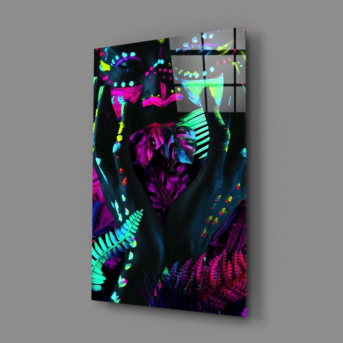 Neon Glances Glass Wall Art