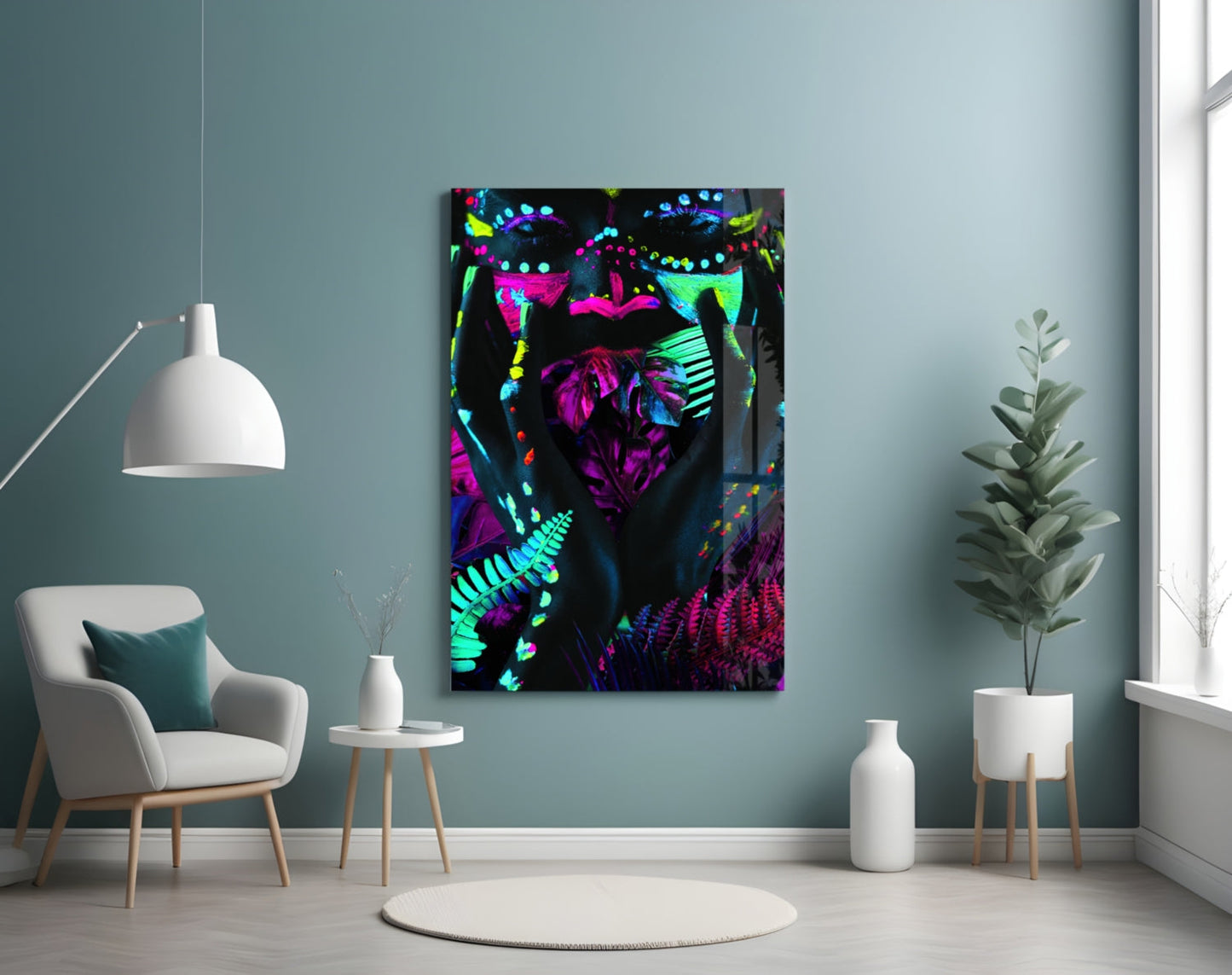 Neon Glances Glass Wall Art