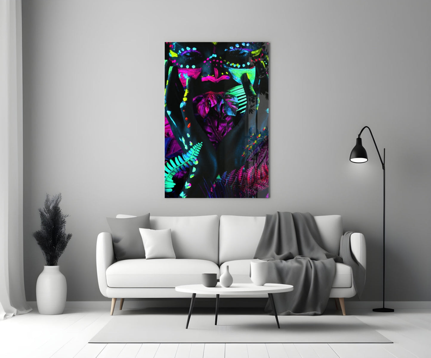 Neon Glances Glass Wall Art