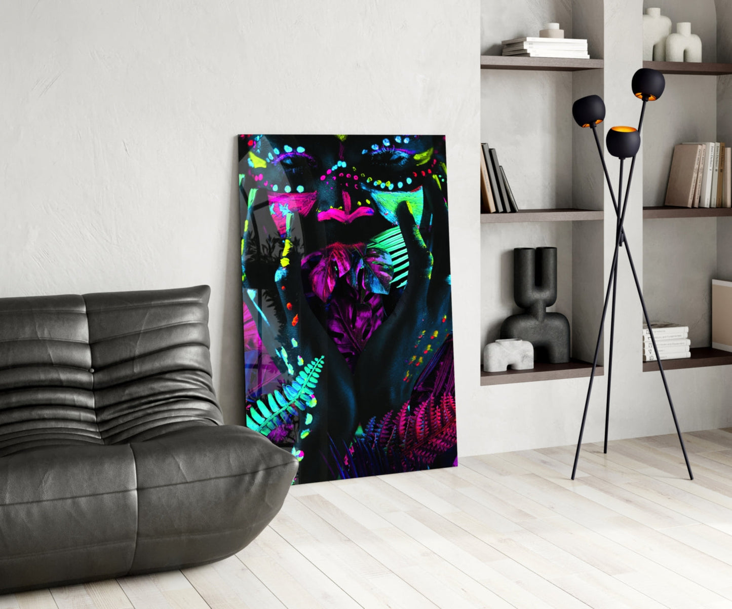 Neon Glances Glass Wall Art