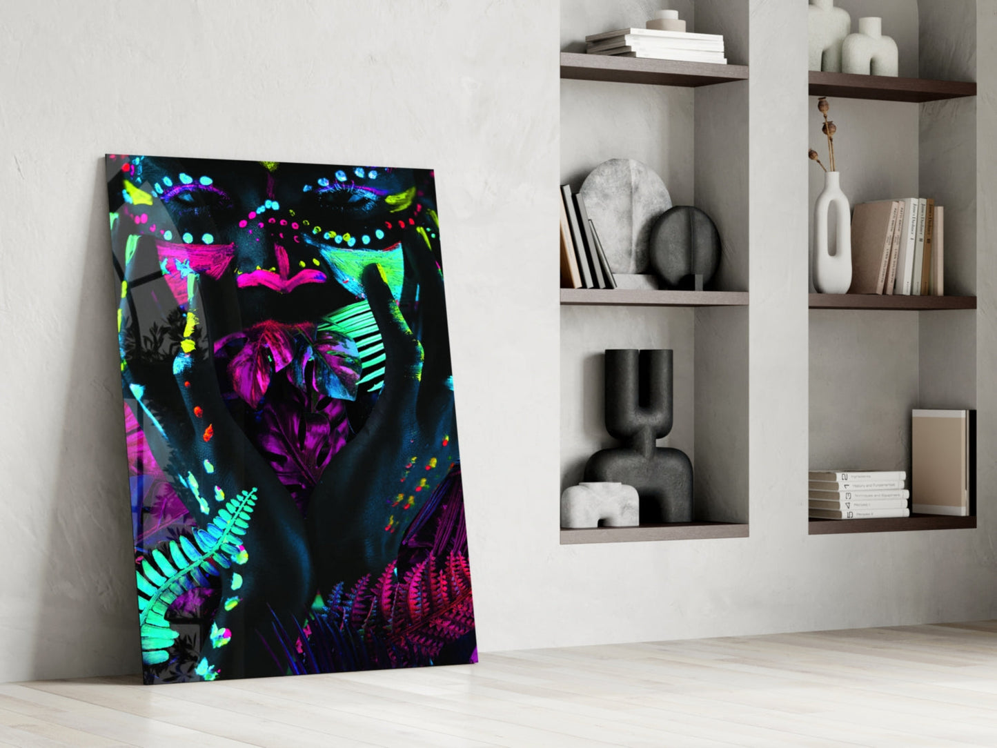 Neon Glances Glass Wall Art