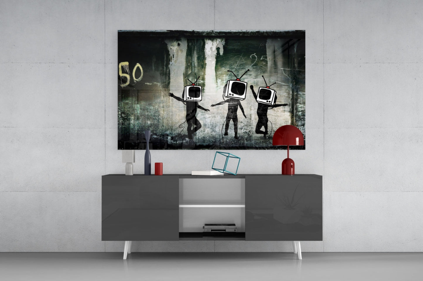 TV Heads Glass Wall Art