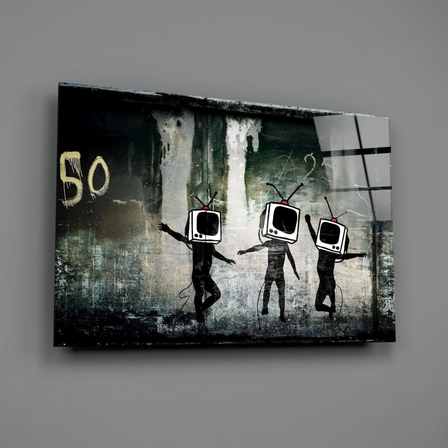 TV Heads Glass Wall Art