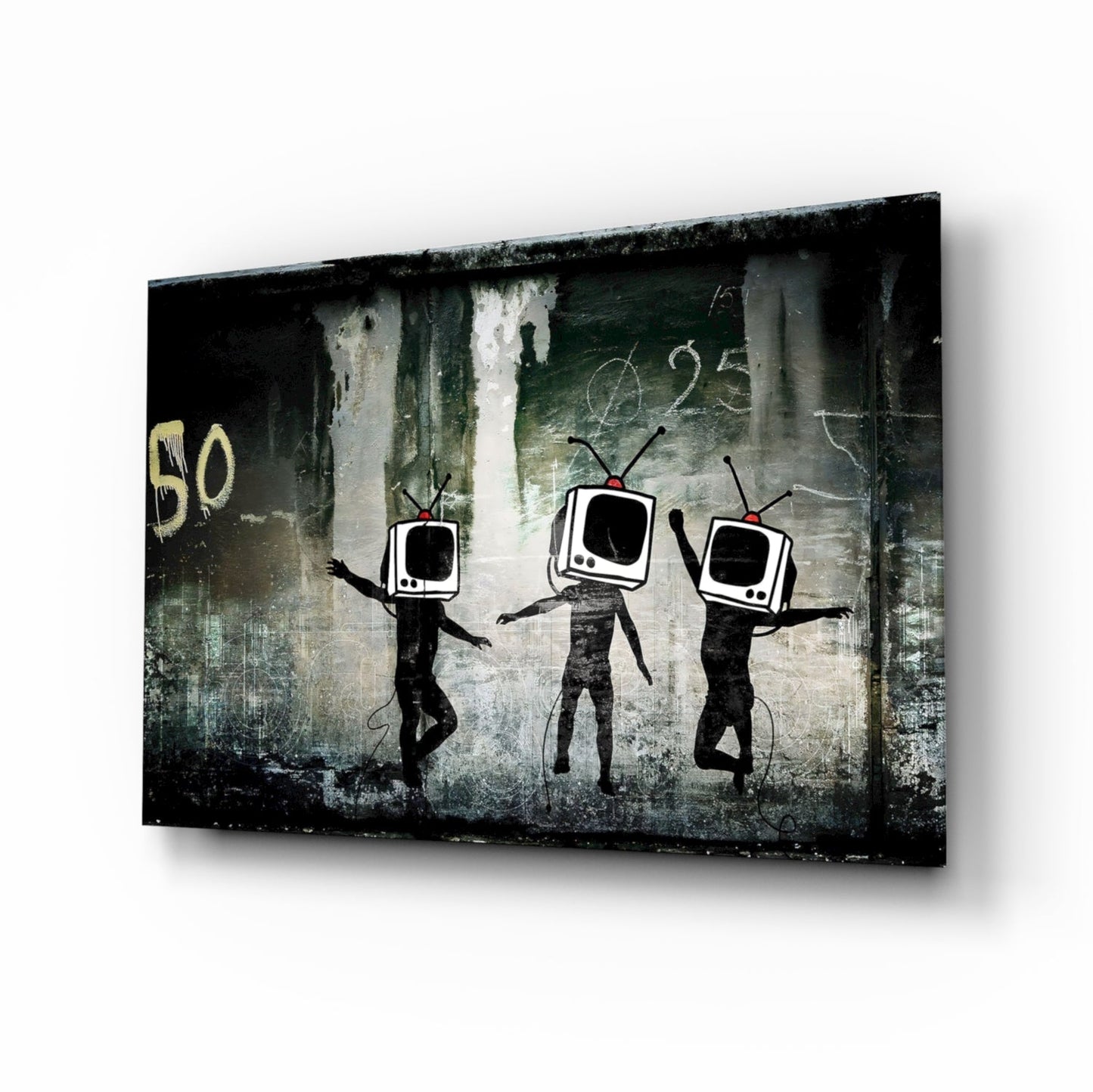 TV Heads Glass Wall Art