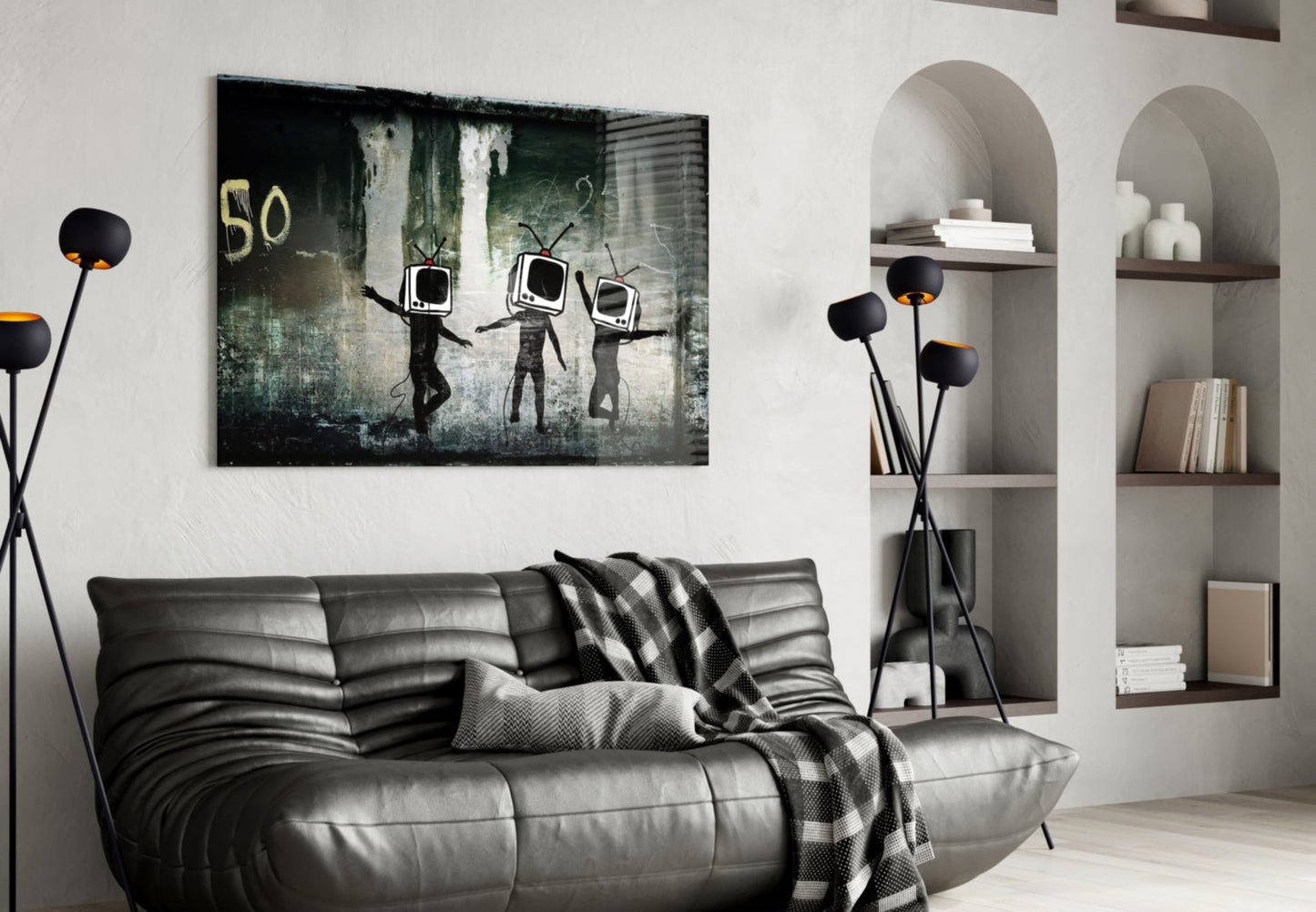 TV Heads Glass Wall Art