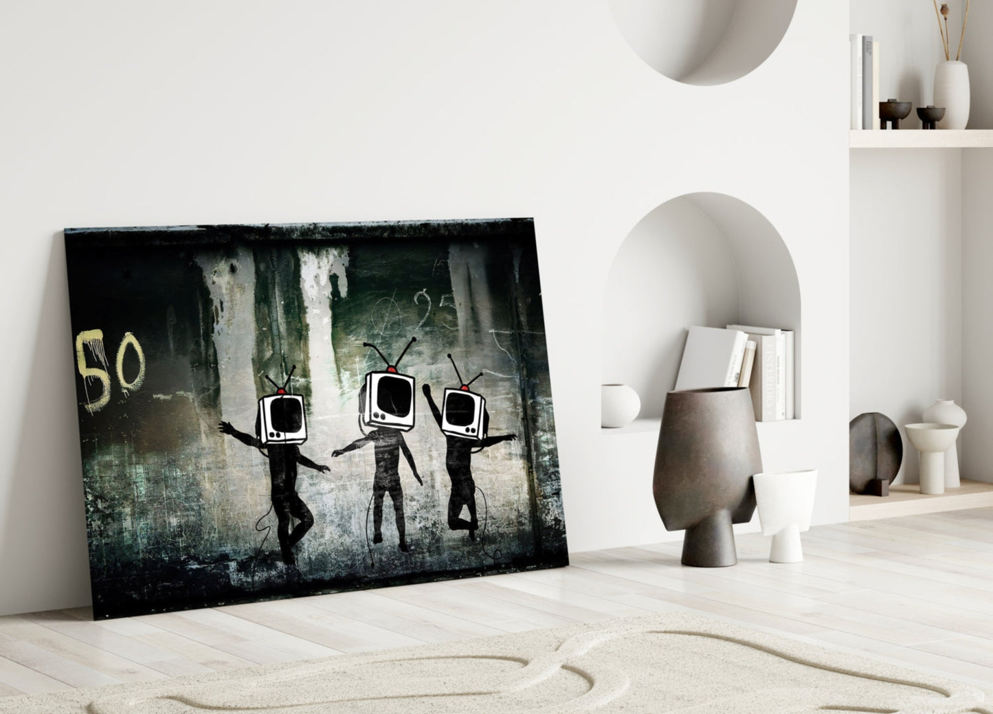 TV Heads Glass Wall Art