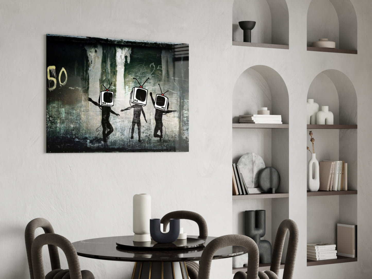 TV Heads Glass Wall Art
