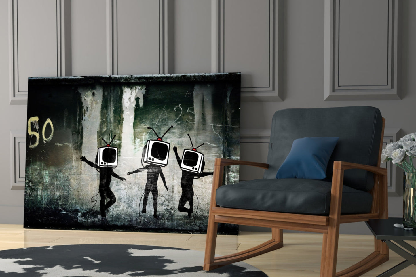 TV Heads Glass Wall Art