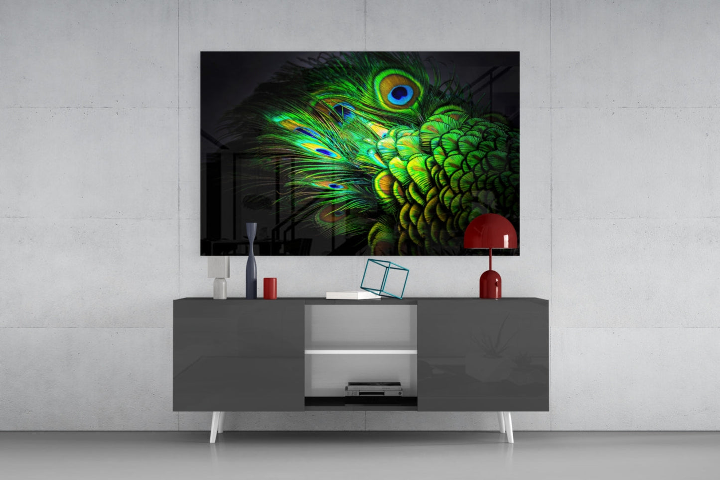 Peacock Portrait Glass Wall Art