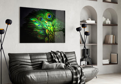 Peacock Portrait Glass Wall Art