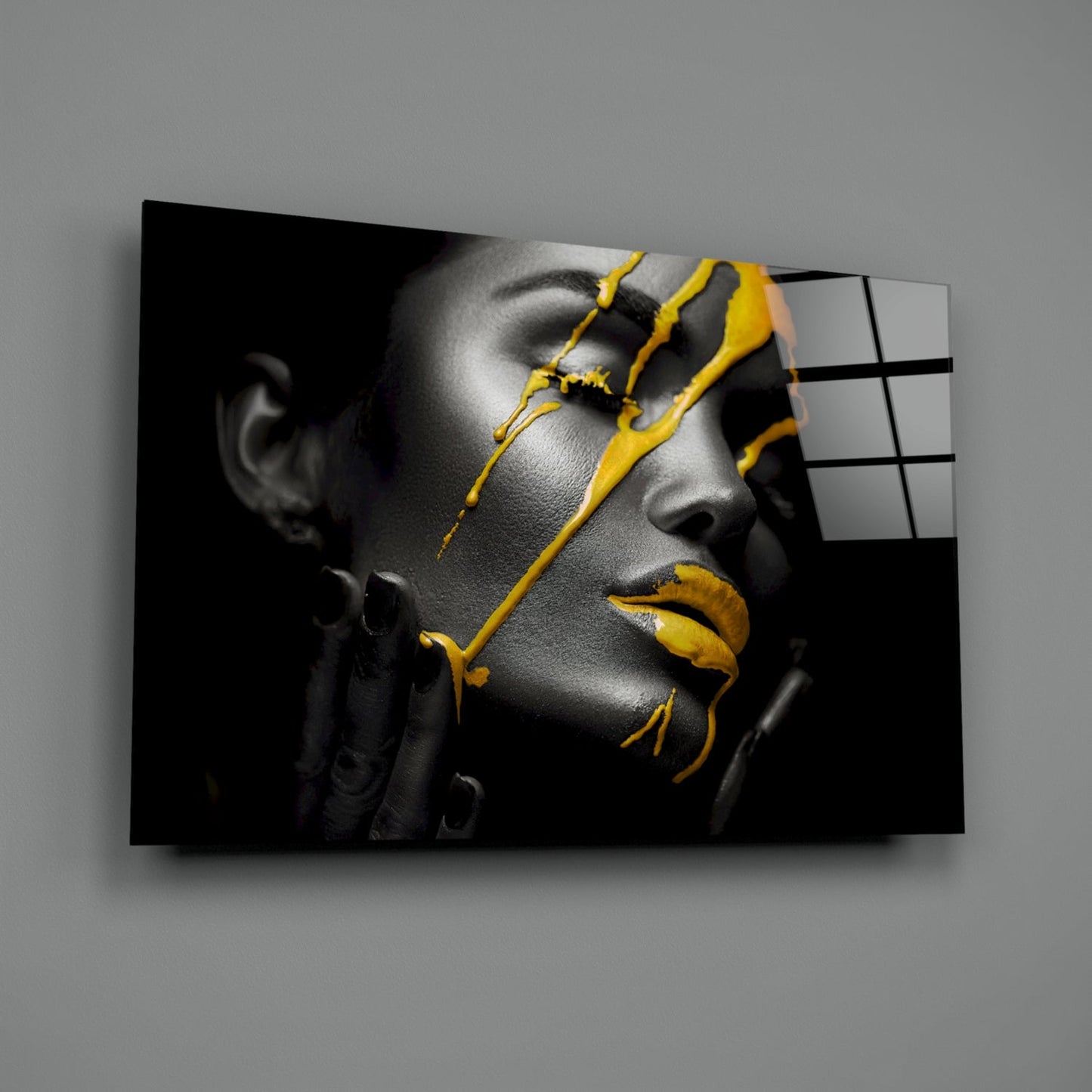 Yellow Paint Glass Wall Art