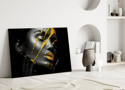 Yellow Paint Glass Wall Art